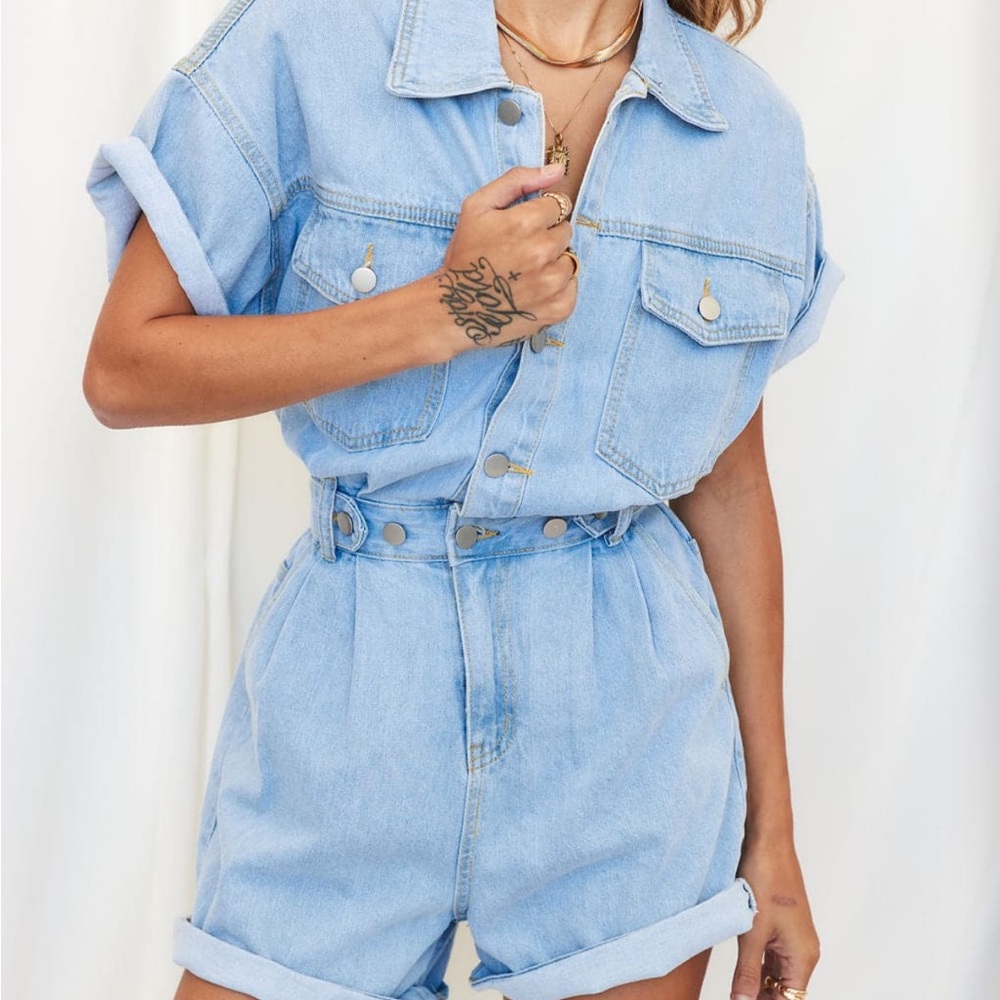 12th Tribe Hendrix Denim Romper - Picture 2 of 9